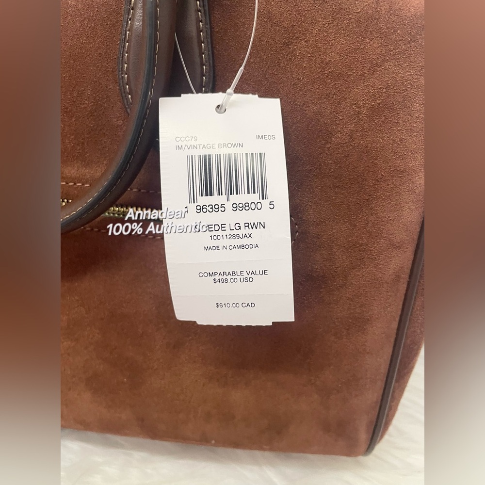 Coach Suede Rowan Large Satchel Bag CCC79 NWT - Picture 6 of 9